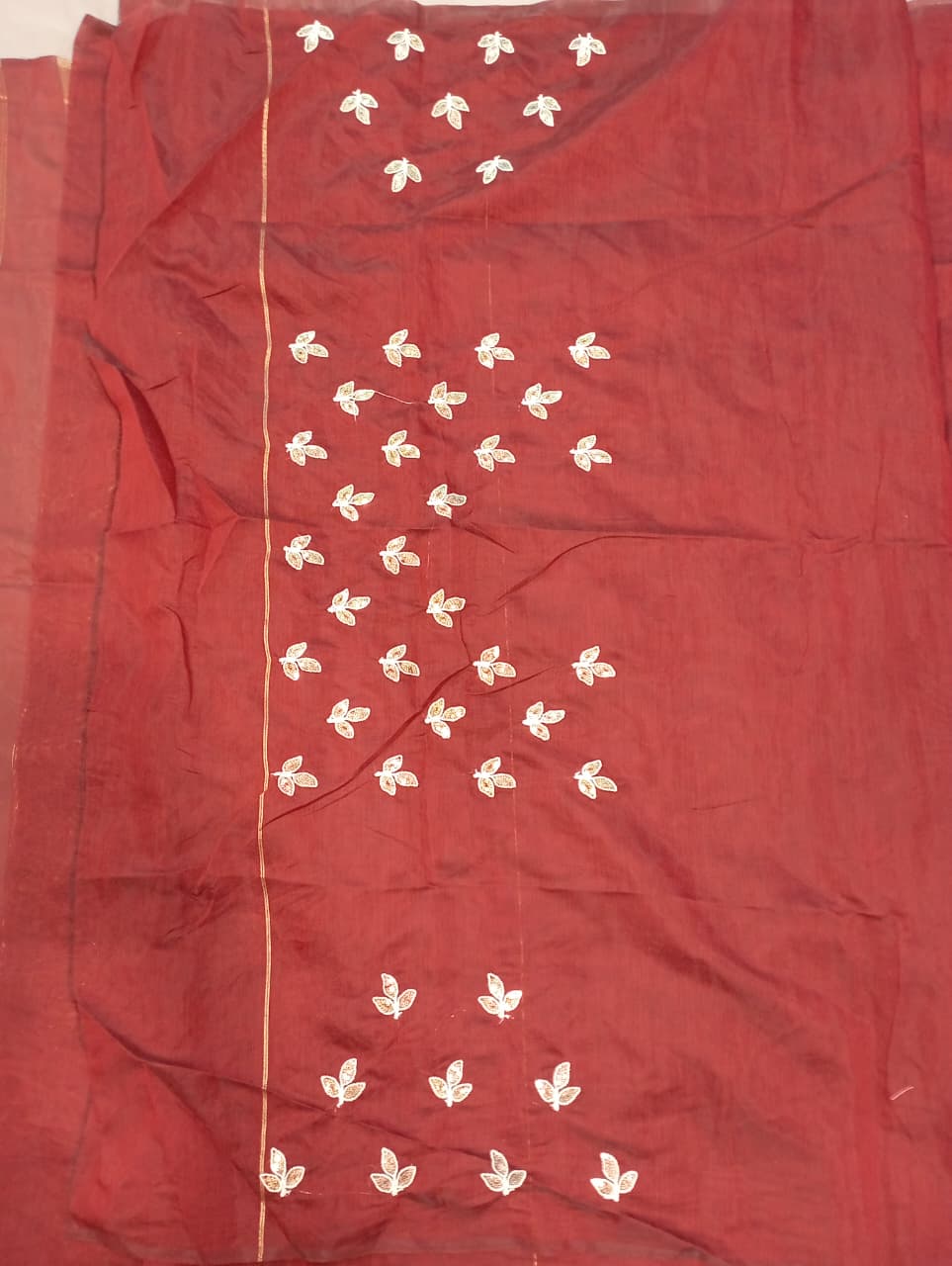 Premium Pure Cotton Saree With Zari Pallu With Heavy Seq -WINE