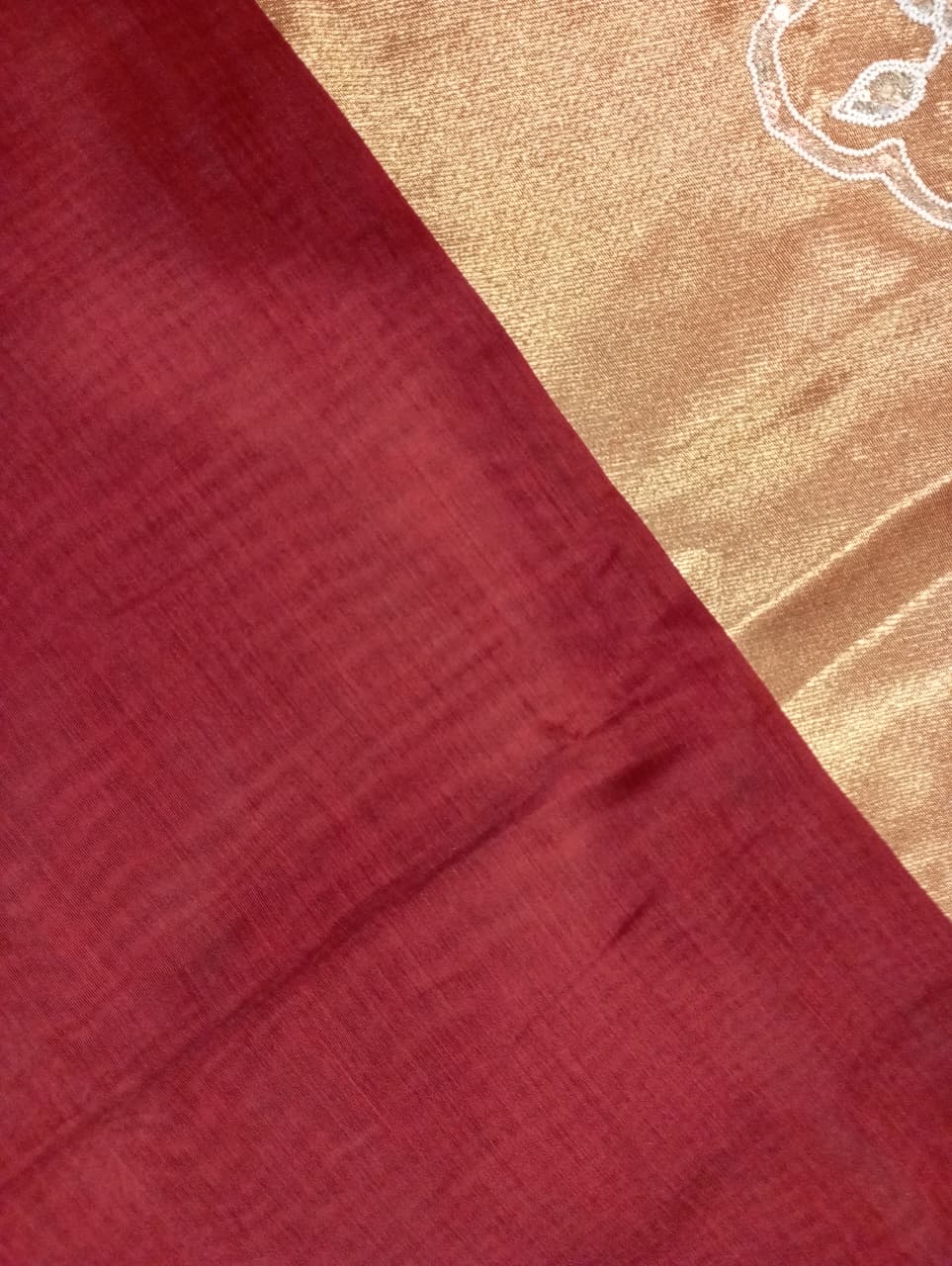 Elegent Pure Cotton Saree With Zari Pallu With Heavy Seq -Wine