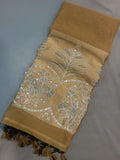 Premium Pure Cotton Saree With Zari Pallu With Heavy Seq -YELLOW