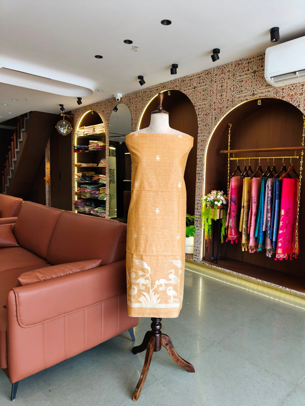 Luxury Linen Muslin Silk Unstitched Suit- Yellow