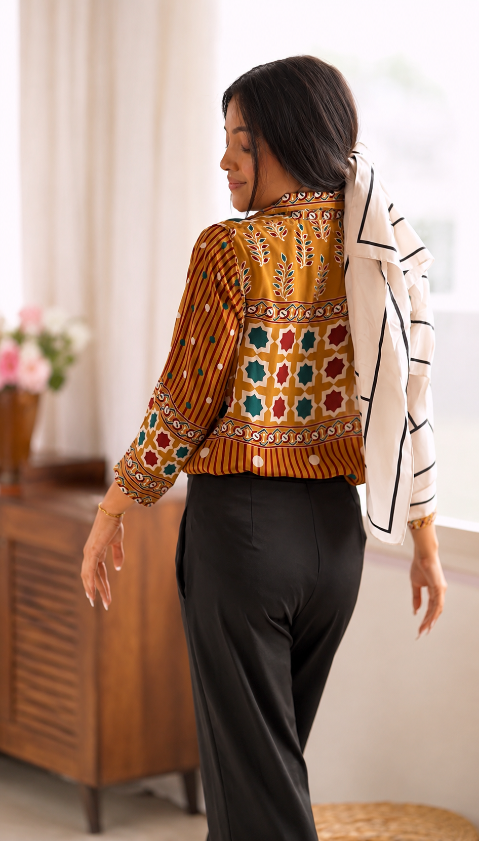 Heritage Print Ajrak Shirt - YELLOW