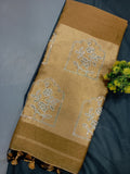 Elegent Pure Cotton Saree With Zari Pallu With Heavy Seq -YELLOW