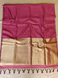 Premium Pure Cotton Saree With Zari Pallu -BABY PINK