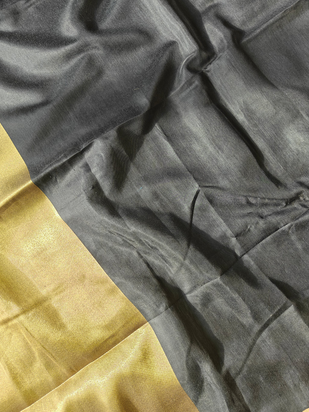Premium Pure Cotton Saree With Zari Pallu -BLACK