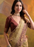 Muga Cotton Saree With Weaving Jamdani Pallu -  Chiku