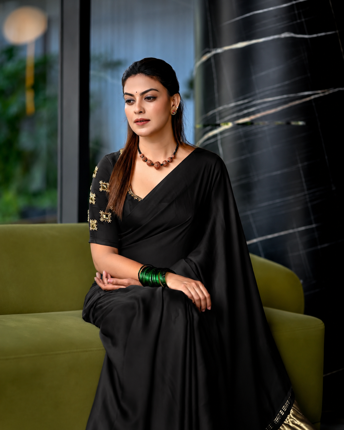 Royal Black Silk Lagdipata Saree