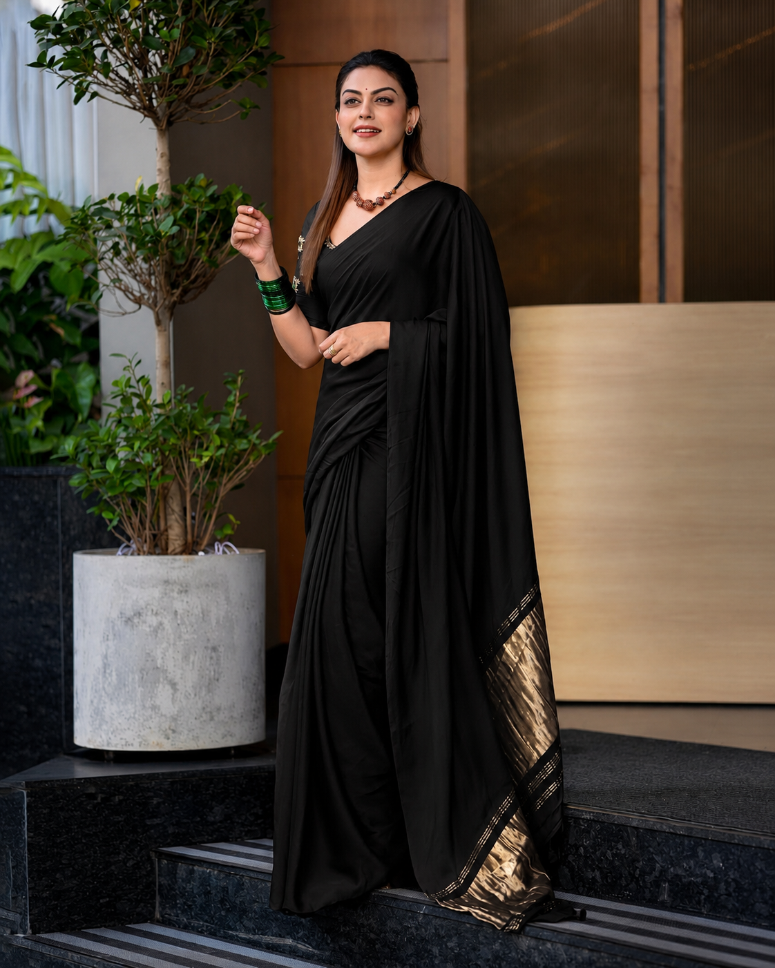 Royal Black Silk Lagdipata Saree