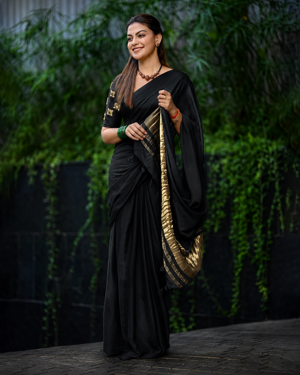Royal Black Silk Lagdipata Saree