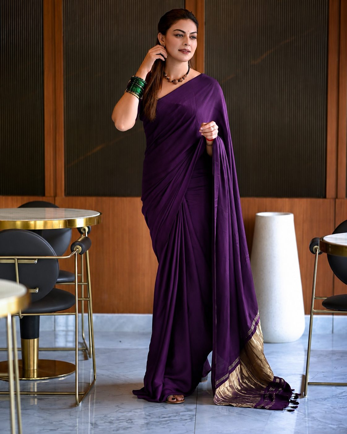 Royal Purplle Silk Lagdipata Saree