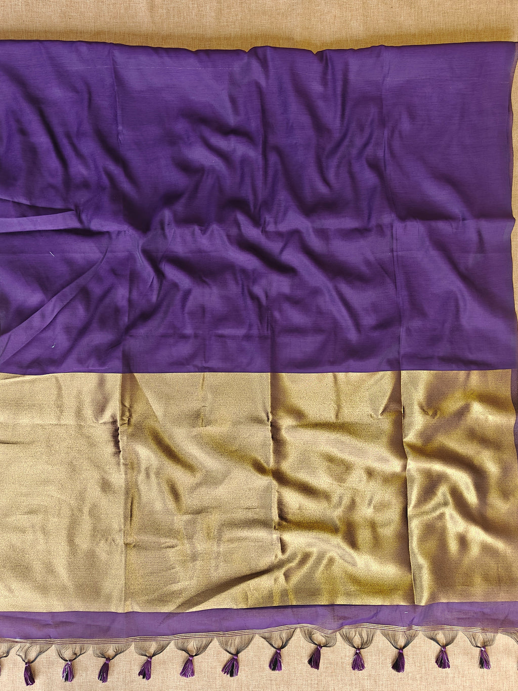 Premium Pure Cotton Saree With Zari Pallu -purple