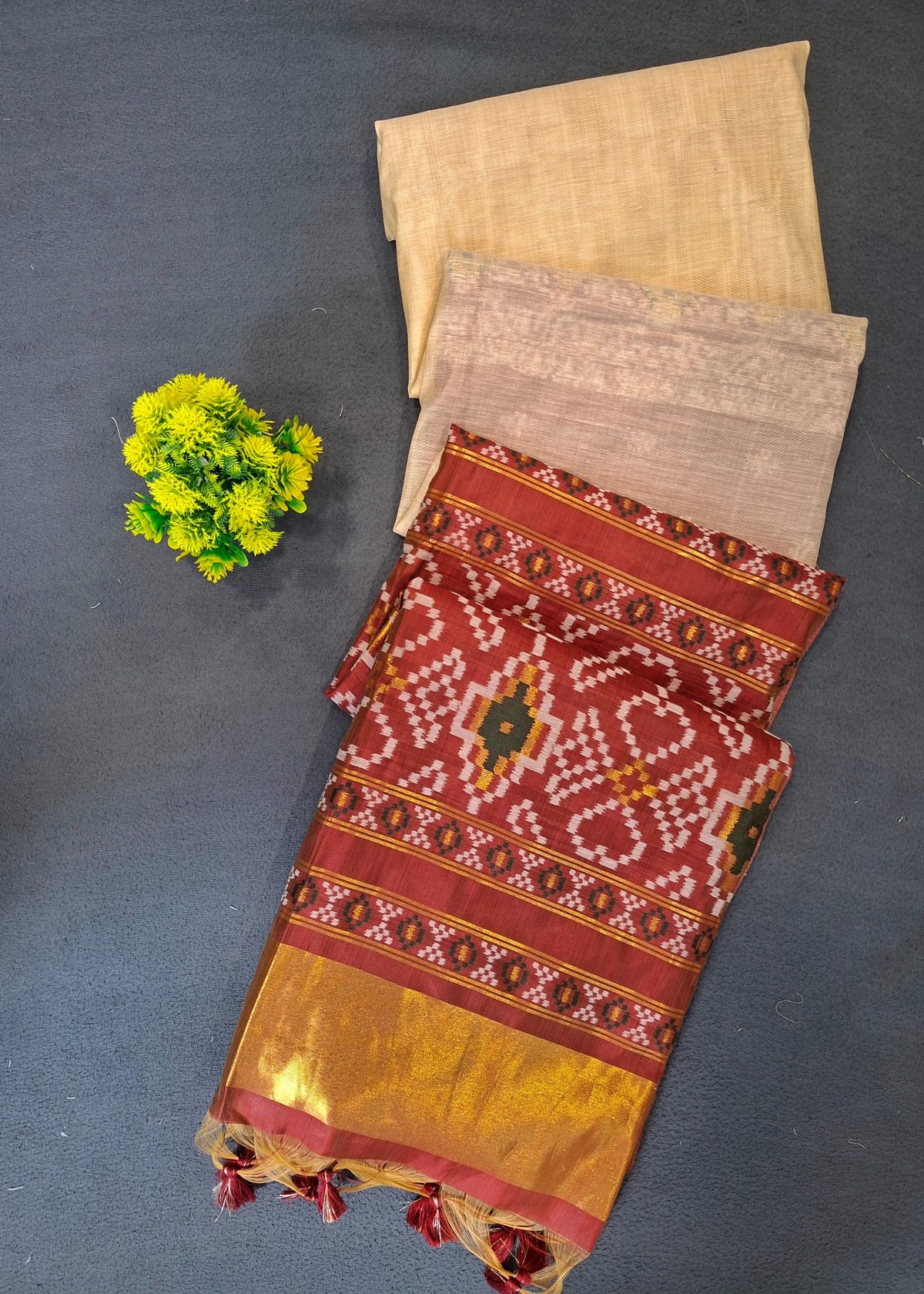 Ikkat Inspired Patola Soft Cotton Saree - Red