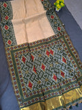 Ikkat Inspired Patola Soft Cotton Saree - Green